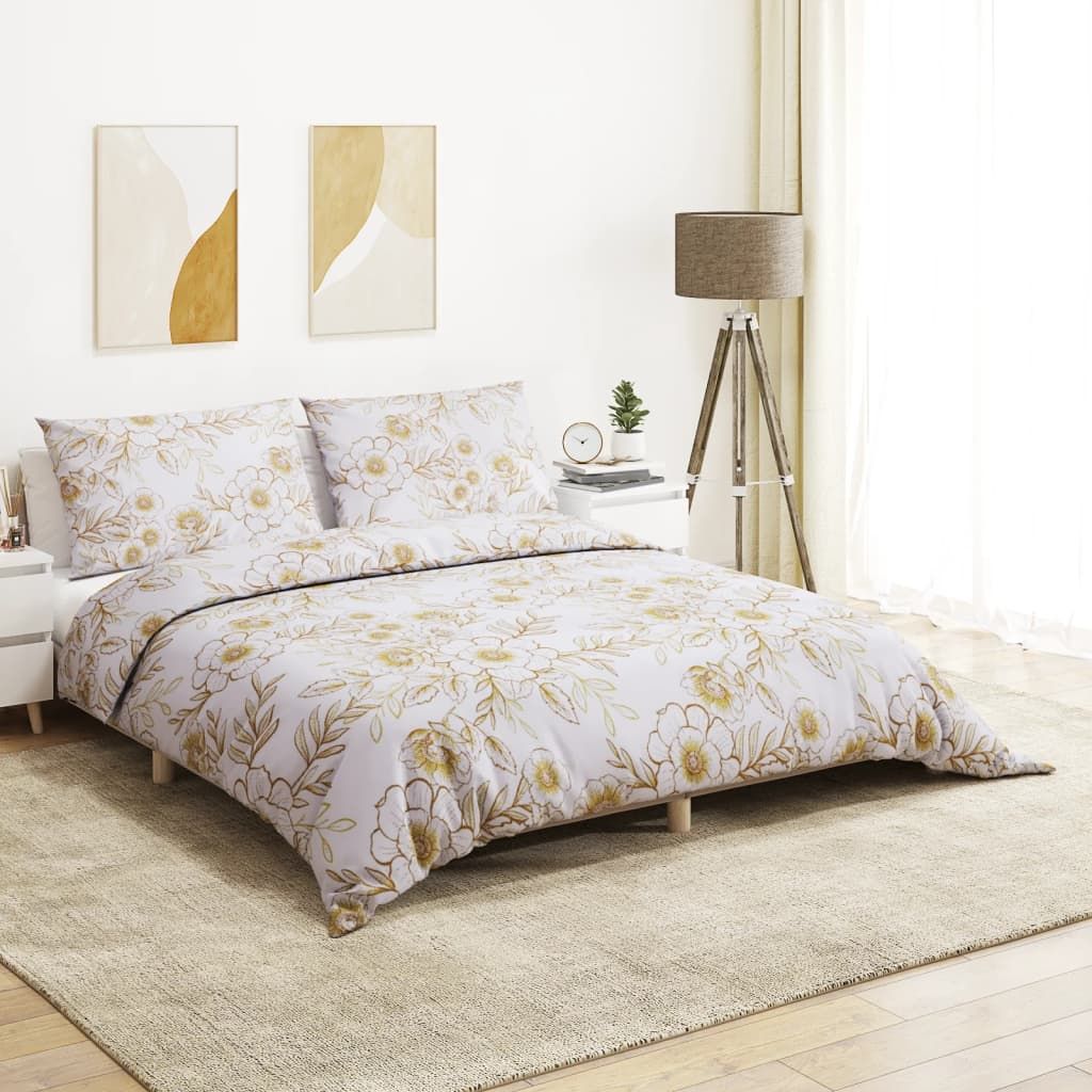 Berkfield Home Duvet Cover Set White & Brown 140x200 cm Cotton
