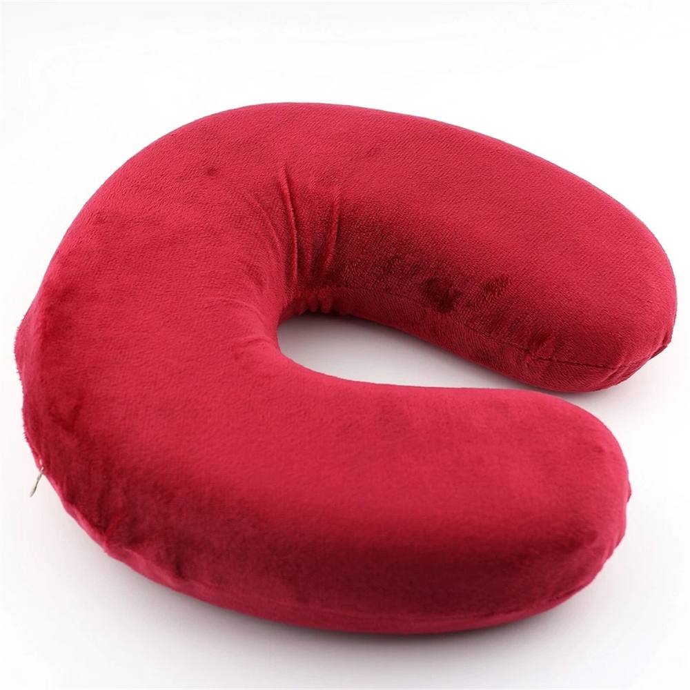 Nordara Red (Pack of 2) Neck Support Foam Pillow Cushion Travel U Shaped