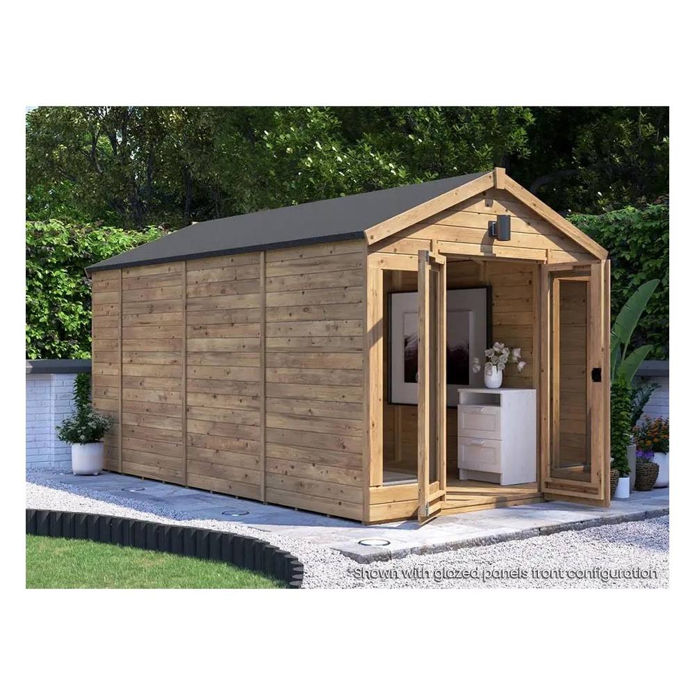Dunster House Summerhouse 2.4m x 4m (8' x 14') Apex Roof, RagePanda Modular in Brown 6