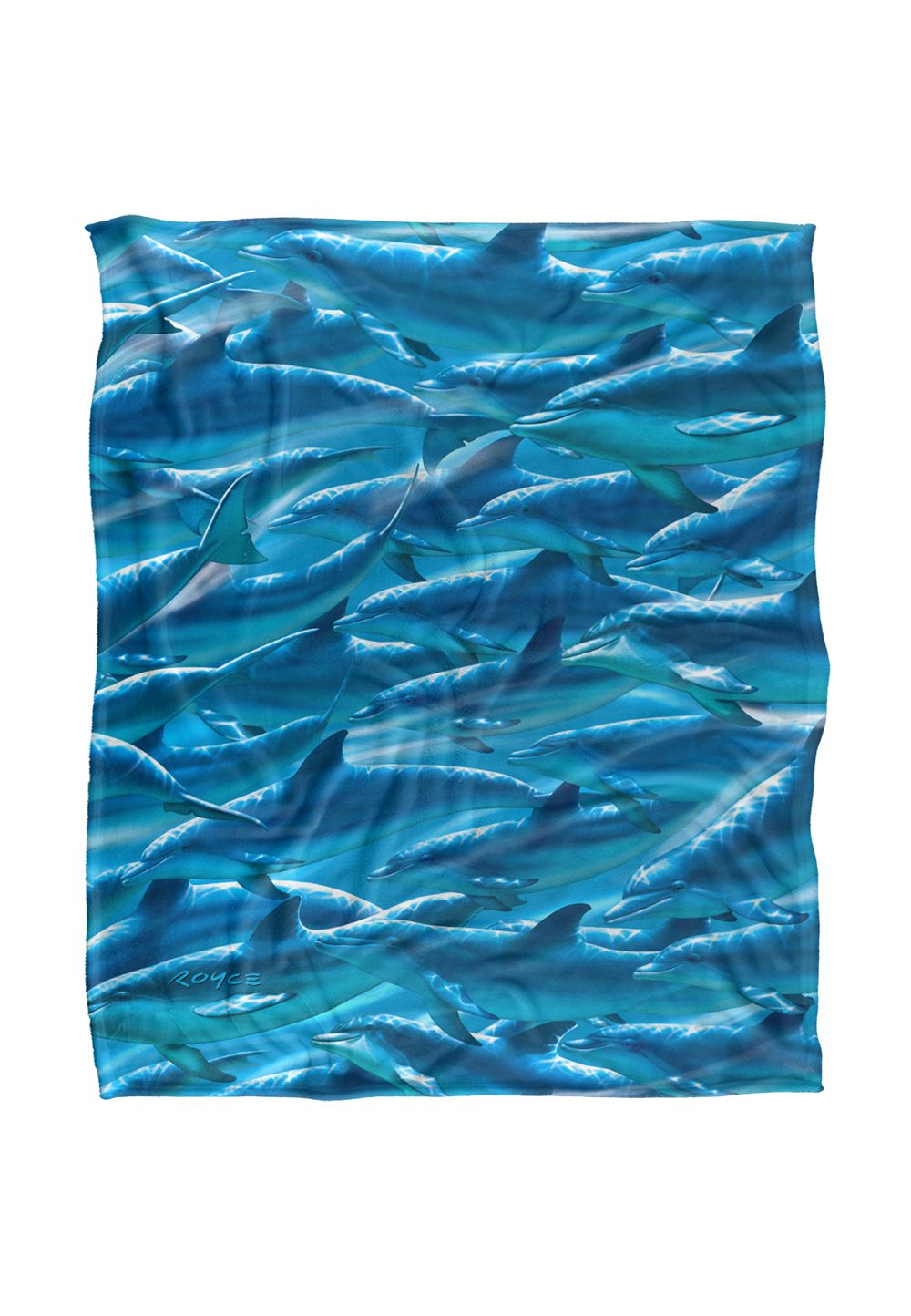 JQ Licensing Royce Mcclure Dolphin Race Pattern Silky Touch Super Soft Throw Blanket 152 X 127 cm in White
