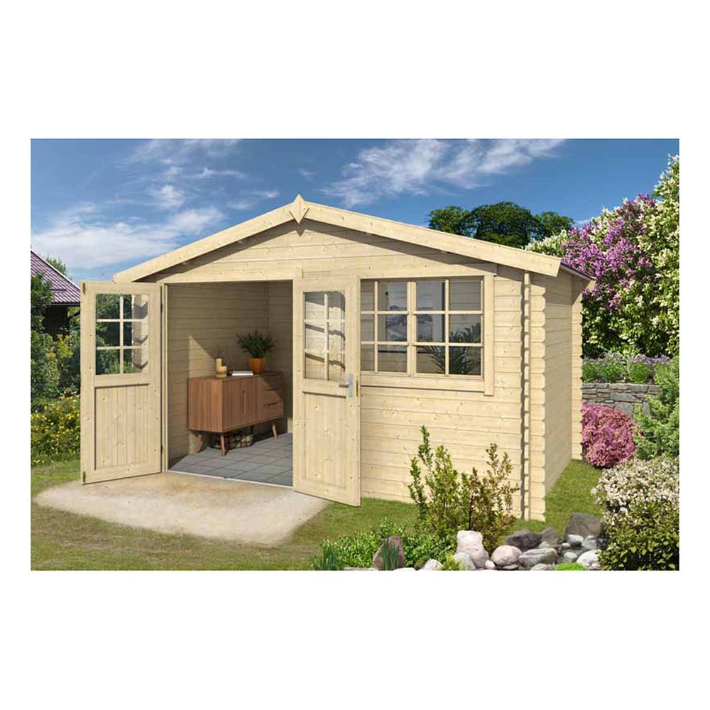 Lasita Maja Ltd Axel 230-Log Cabin, Garden Room, Home Office - L415.1xW250xH245.1 cm in Light Brown