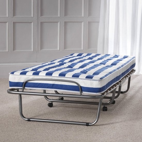 Arezzo Folding Metal Single Bed In Anthracite With Mattress