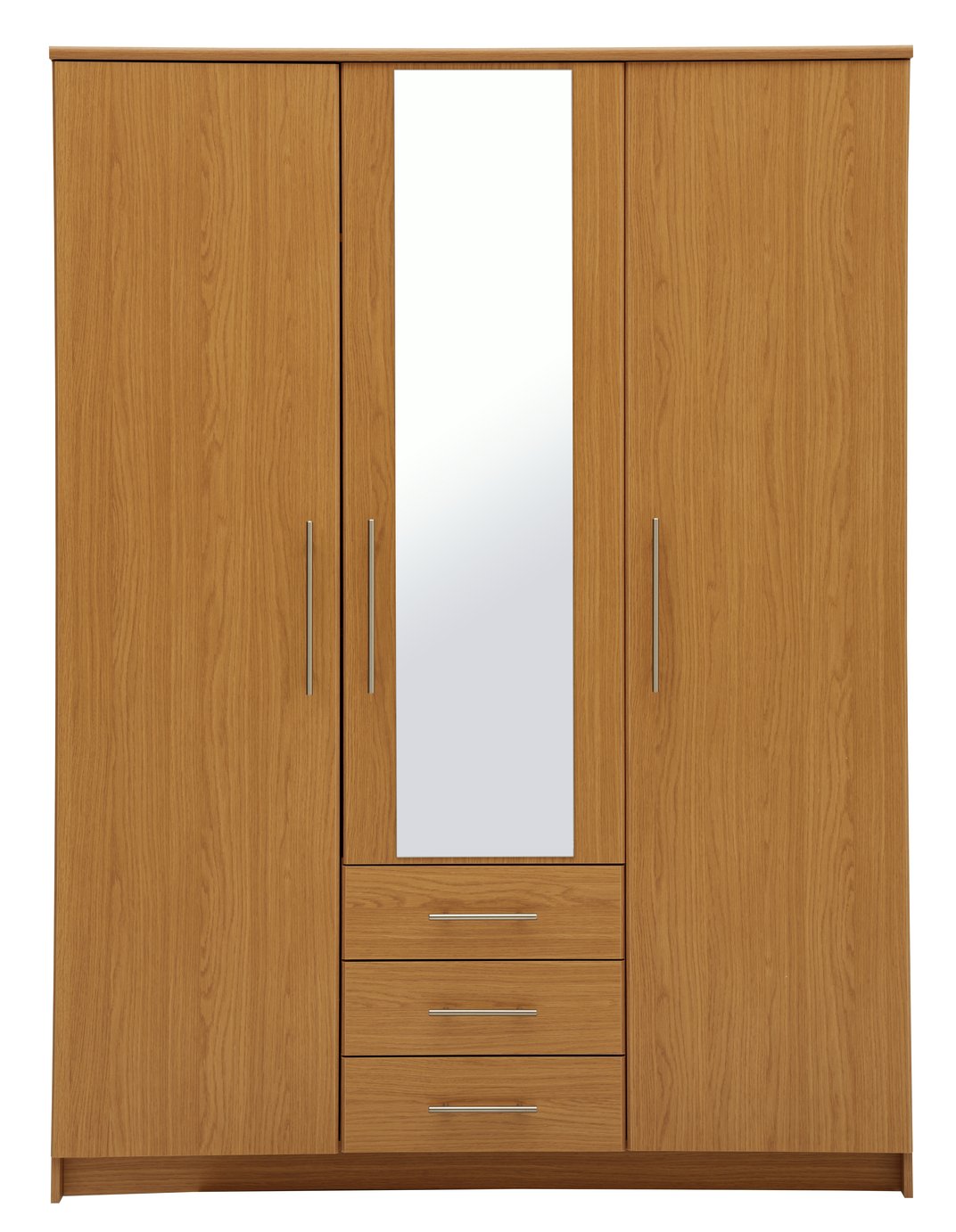 Argos Home Normandy 3Dr 3Drw Large Mirror Wardrobe - Oak Eff