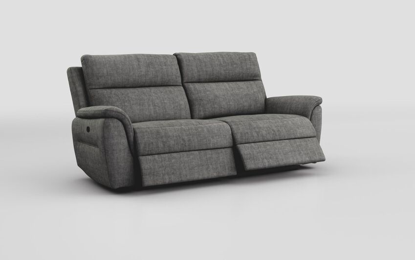 Black Fabric Sogliano 3 Seater Manual Recliner Sofa