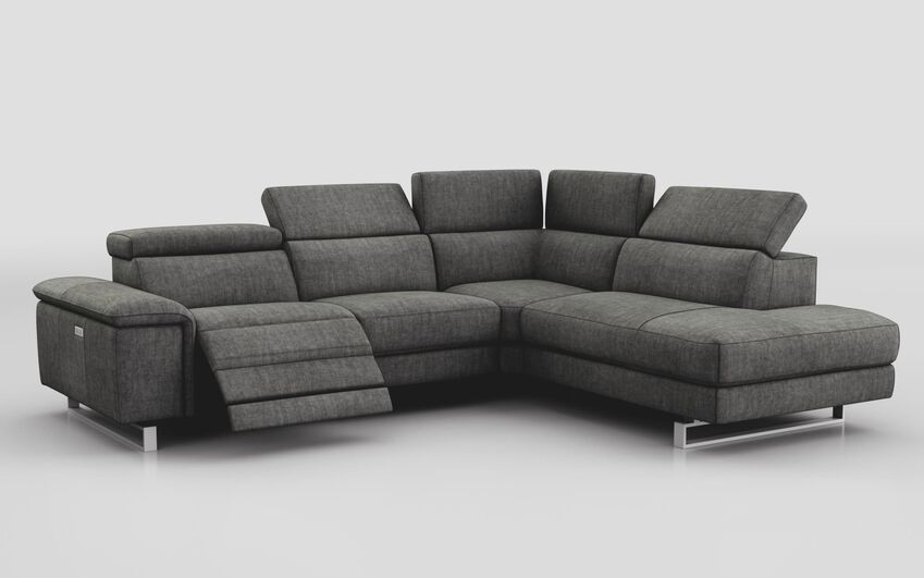 Black Fabric Viserba 3 Corner 2 with Left Hand Facing Power Recliner, Right Hand Facing Chaise & Manual Head Tilt