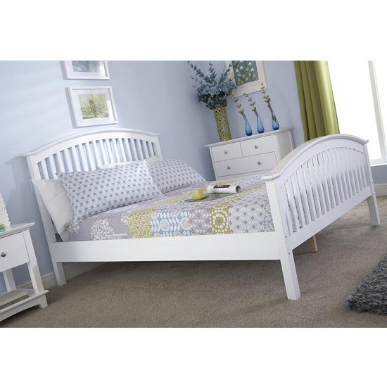Madrid Rubberwood Double Bed In White