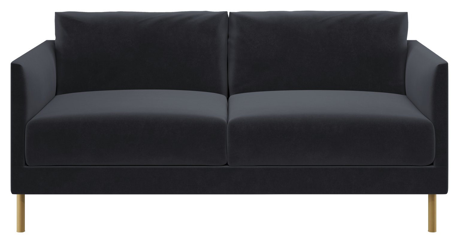 Habitat Hyde 2 Seater Velvet Sofa - Charcoal
