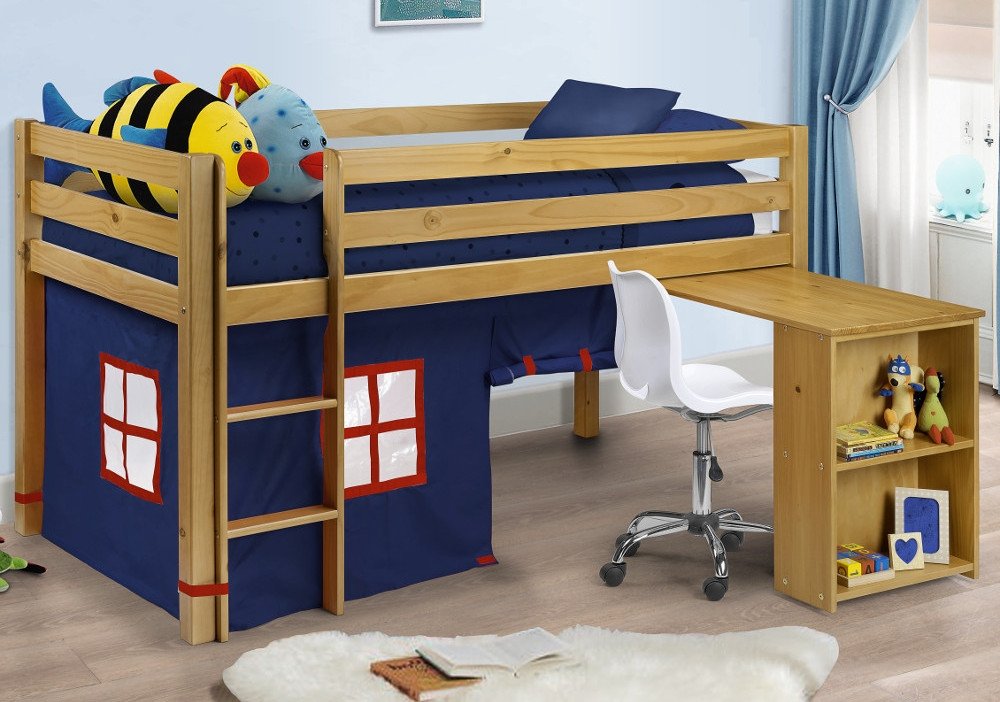 Mid Sleeper 3ft Single Kids Storage Desk Bed
