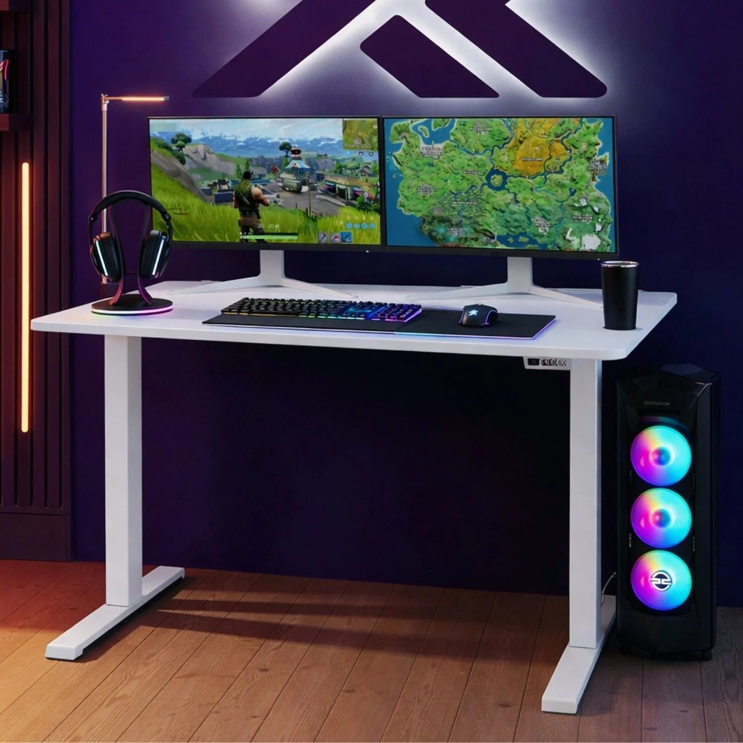 X Rocker Ascend 120cm Electric Height Adjustable Gaming Desk in White