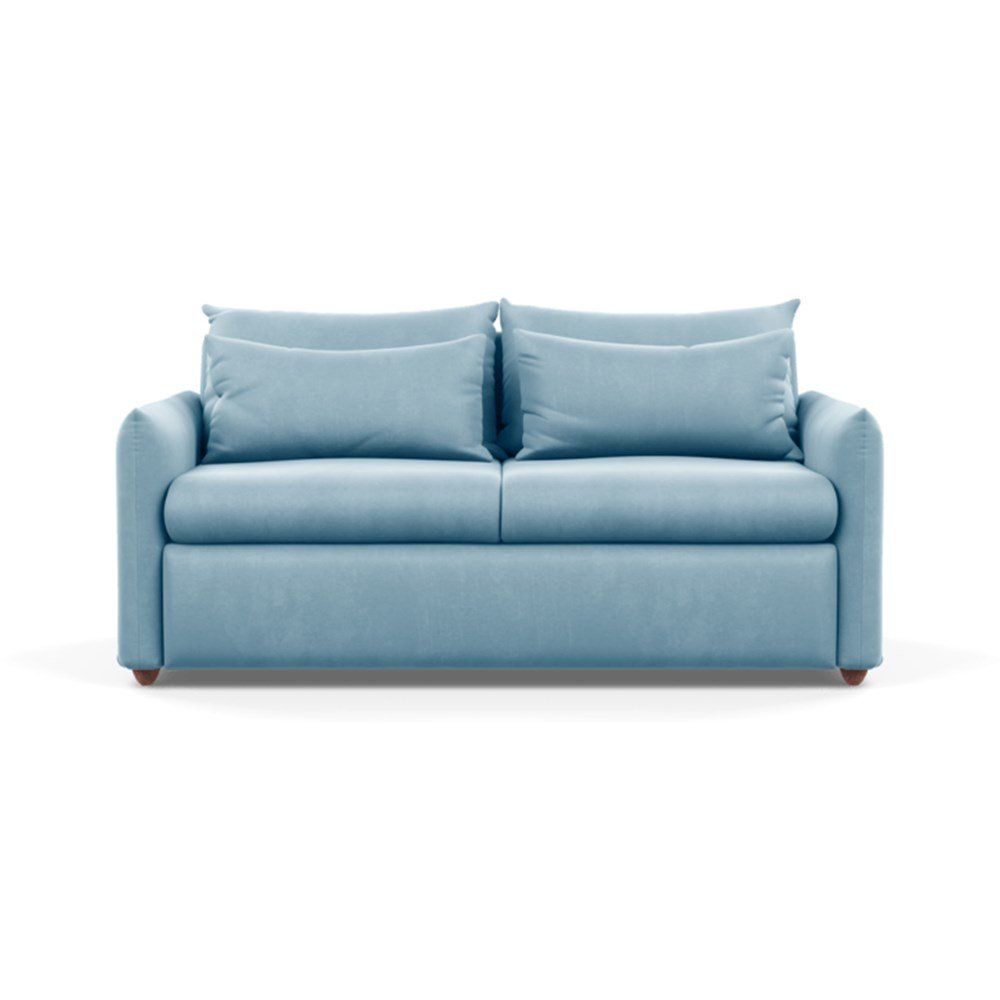 Heal's Pillow Sofa Bed Varese Velvet Sky Chestnut Stain Feet
