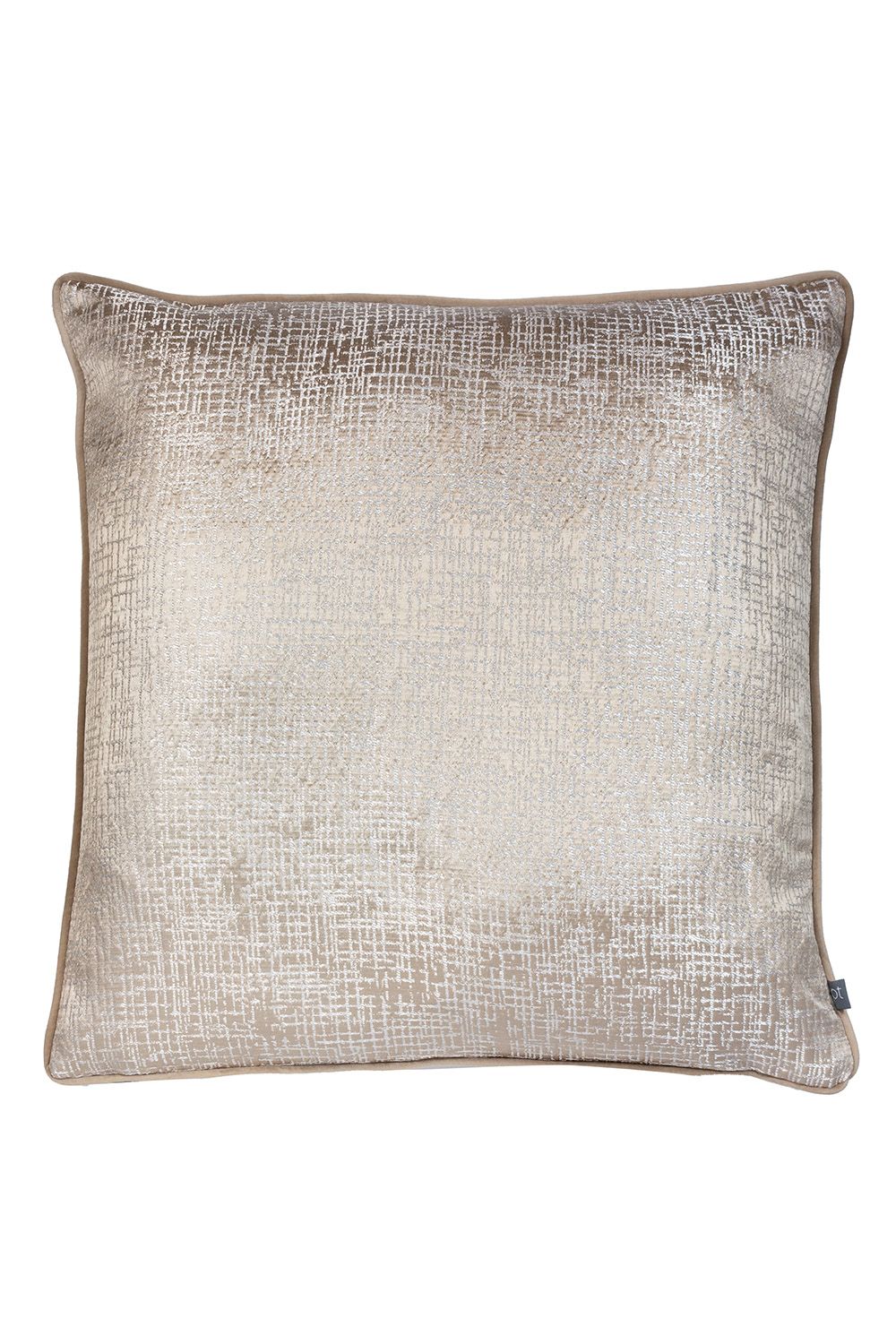 Prestigious Textiles Cinder Metallic Jacquard Piped Cushion in Silver