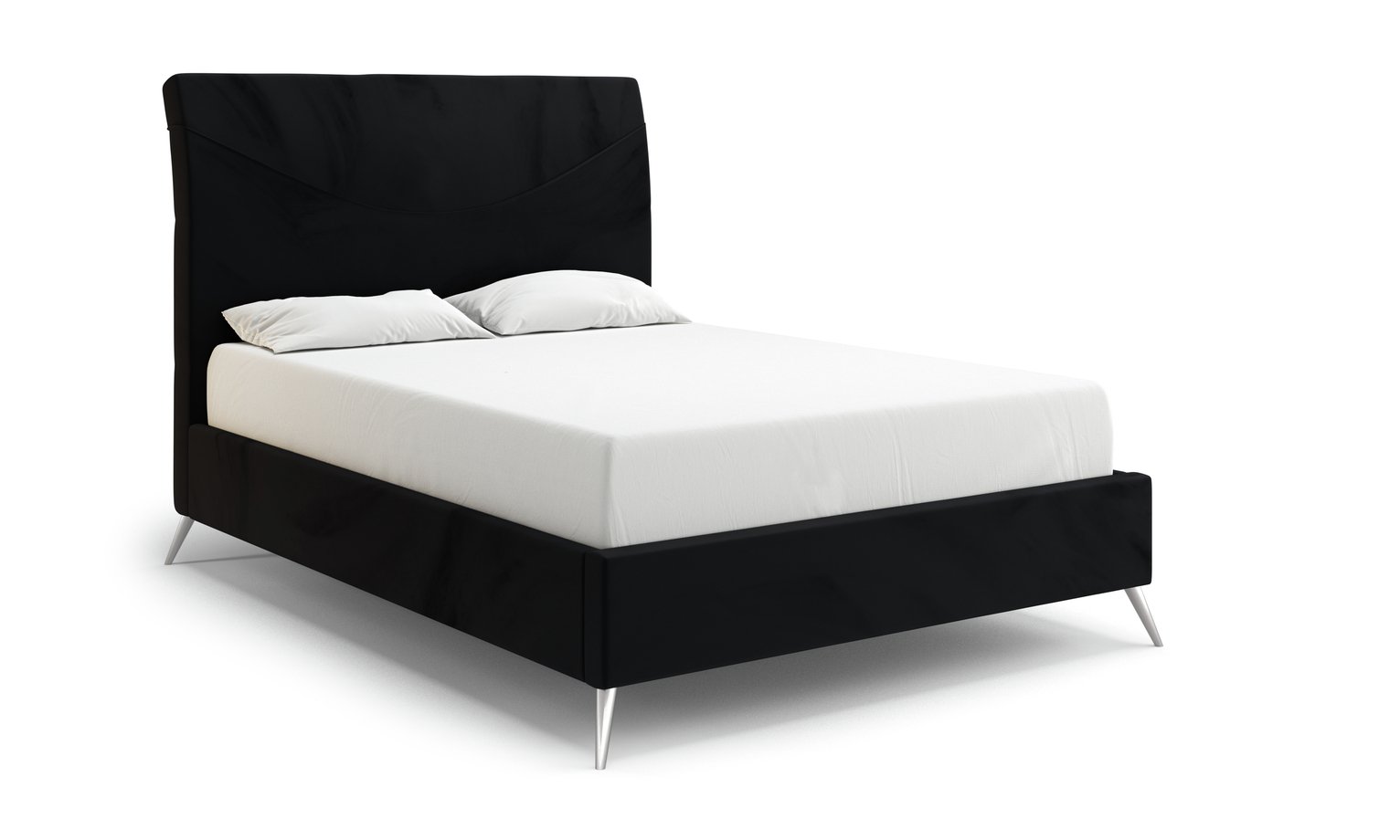MiBed Seattle Velvet Double Bed Frame - Black