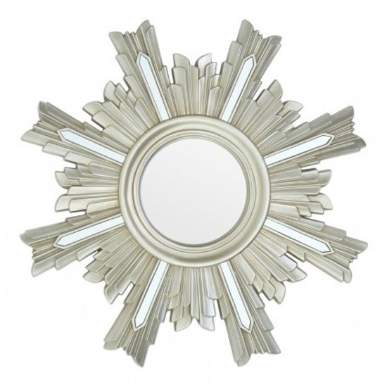 Saran Art Deco Design Wall Bedroom Mirror In Silver Frame