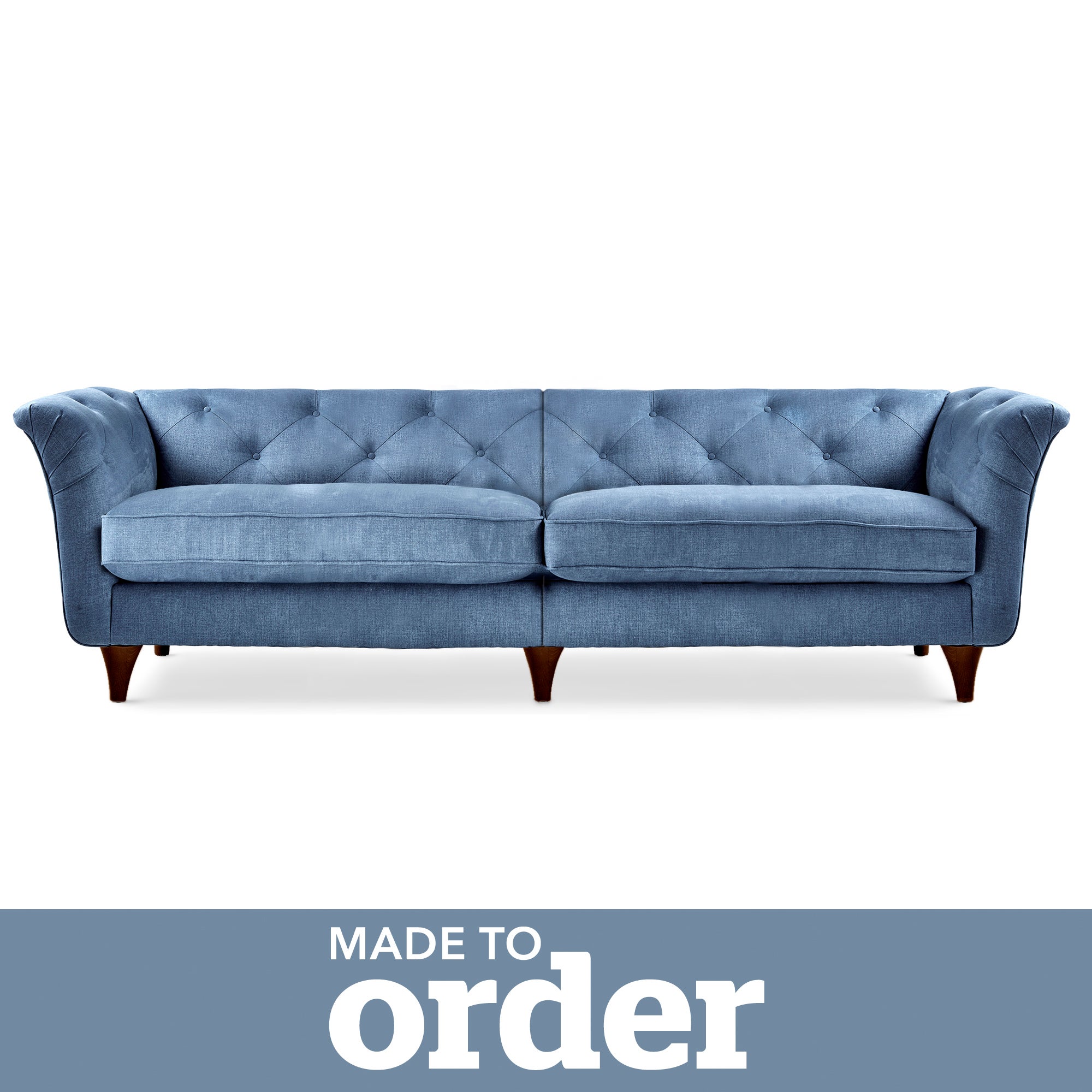 Jaipur 4 Seater Sofa Brushed Plain Fabric Blue