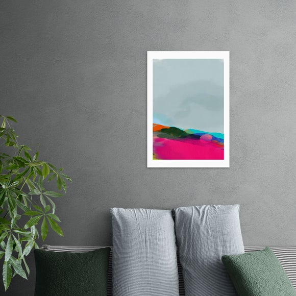 East End Prints Red Poppies Field Abstract III Framed Print
