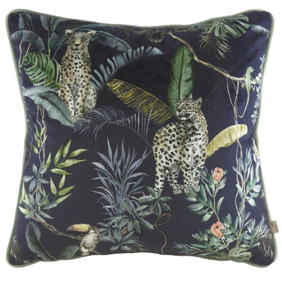 Jungle Leopard Cushion Petrol