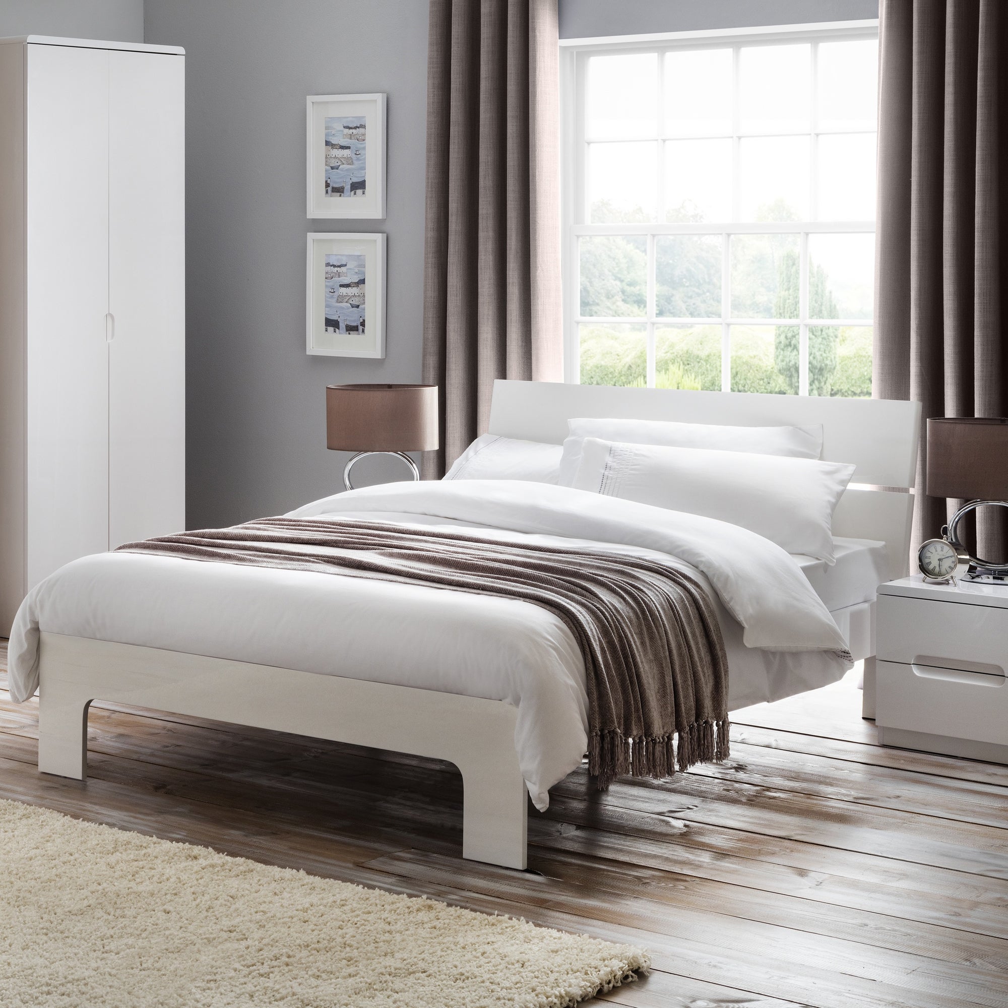 Manhattan High Gloss Bed Frame White
