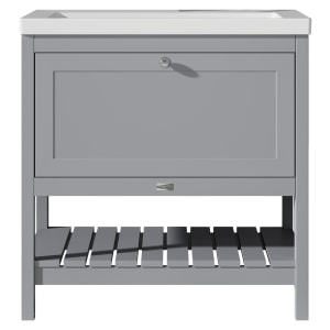 Bayswater Hartleigh Plummett Grey Traditional Freestanding Vanity Unit & 1 Tap Hole Modern Recessed Basin - 800mm