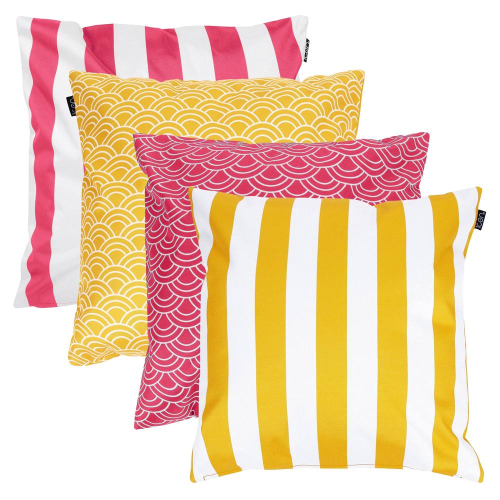 icon 4PK Cushion, Deck Stripe, x2 Pink, x2 Yellow