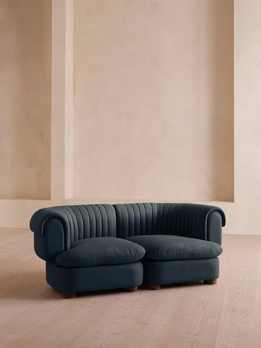 Rava Three Seater Sofa, Linen, Prussian Blue