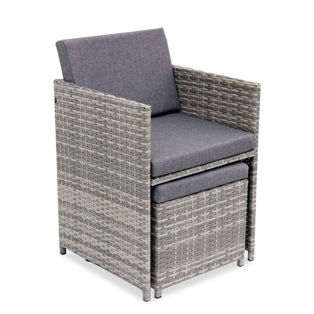 sweeek 8 To 12-seater Rattan Cube Table Set With Chairs in Mid Grey 3