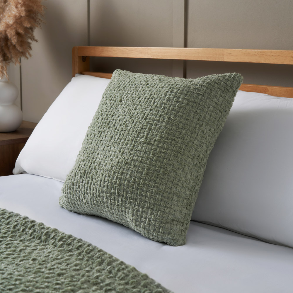Cross Weave Cushion, Sage Green