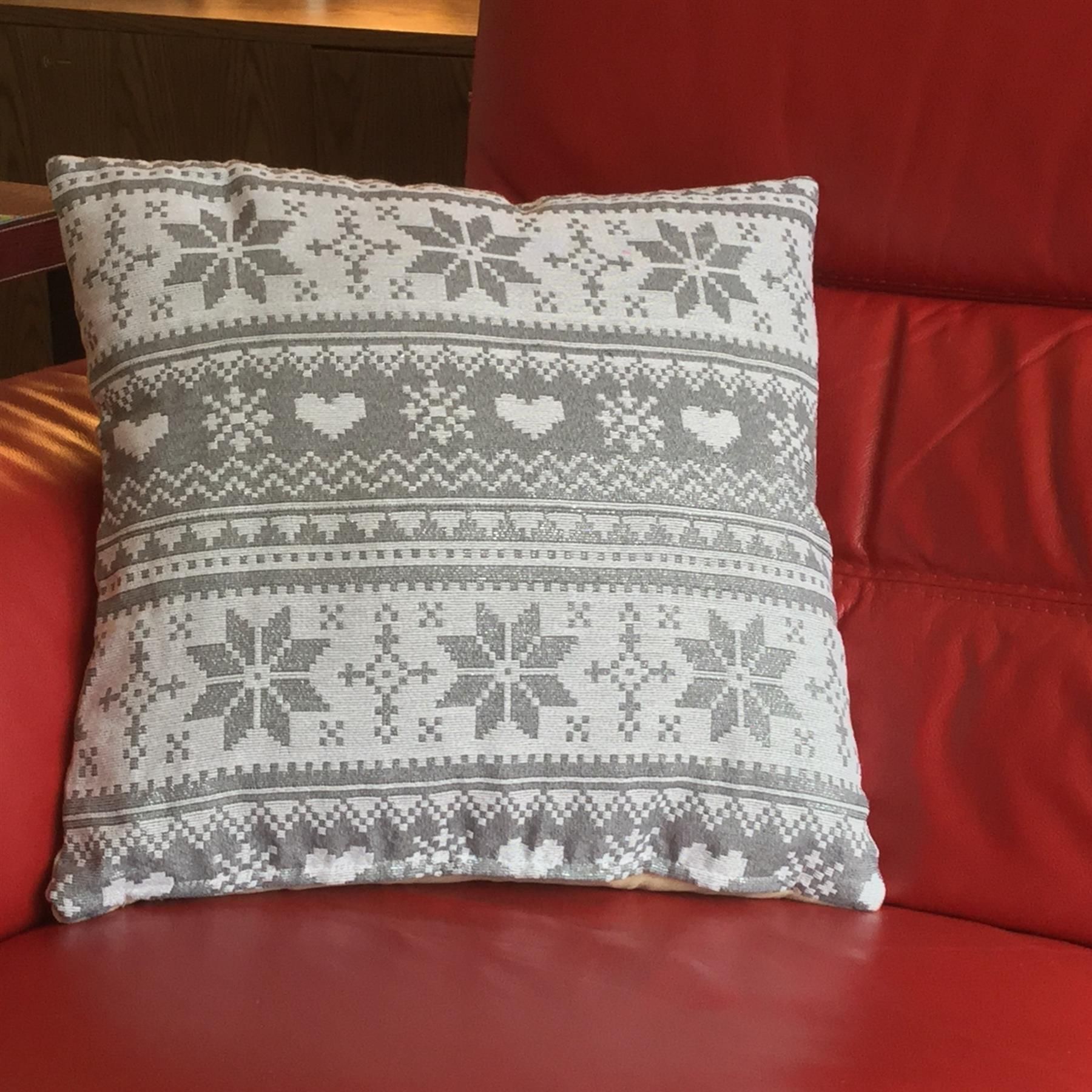 Luxury Living Christmas Love Snow Decorative Cushion Cover Only 45cm x 45cm in Silver