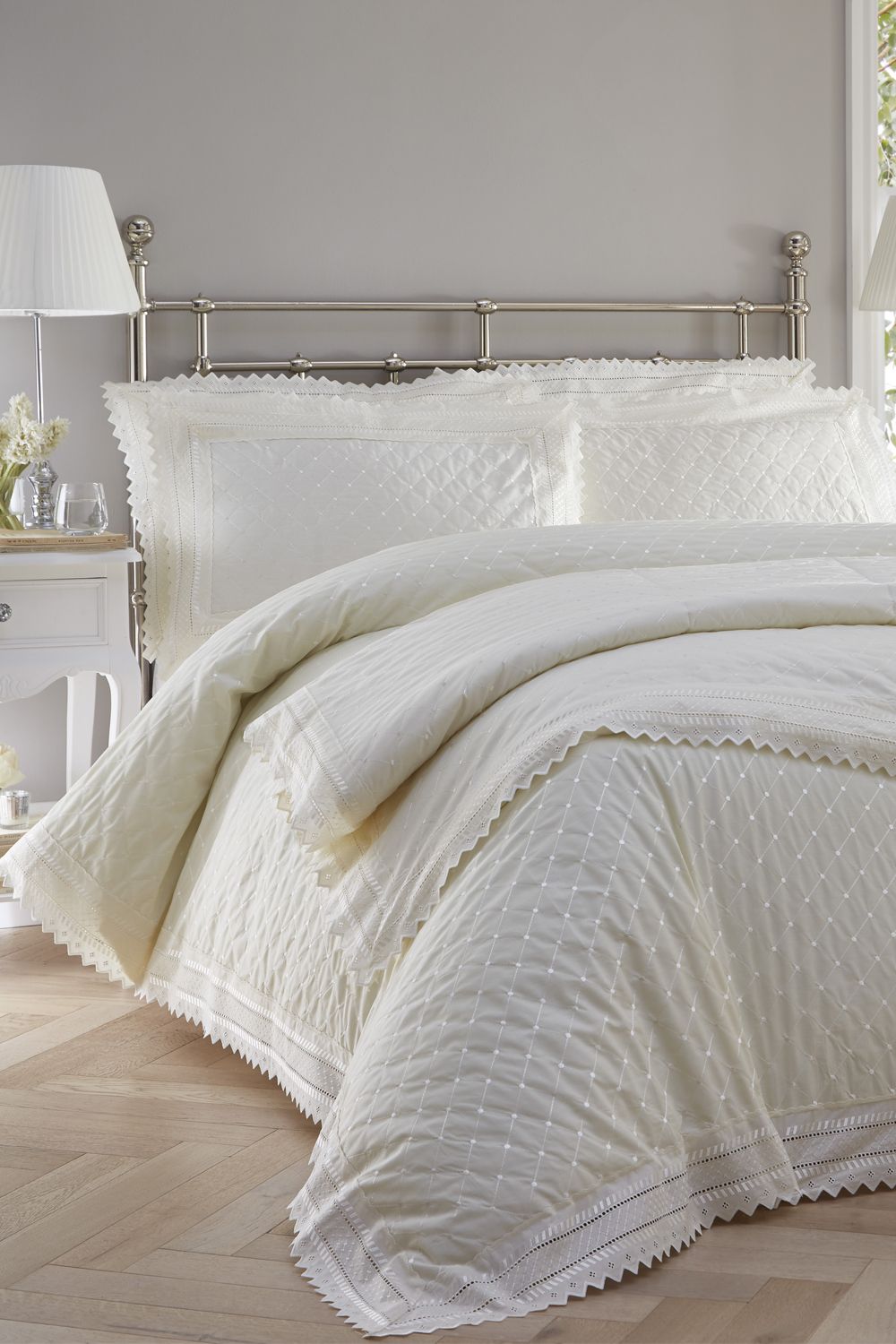 Portfolio Home Broderie Anglaise Duvet Cover Set in Cream