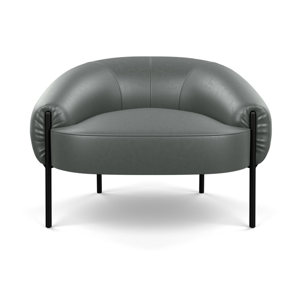 Heal's Isola Armchair Daino Leather Steel Black Feet