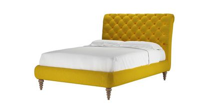Knightsbridge (No Footboard) Double Bed in Canary Cotton Matt Velvet - sofa.com