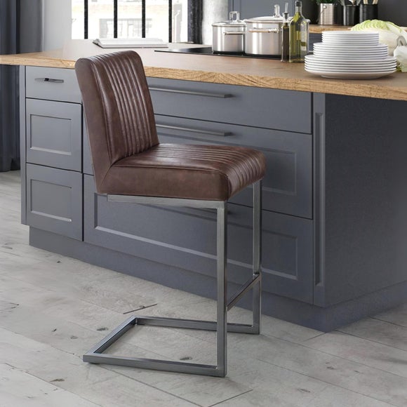 Brooklyn Set of 2 Bar Stools, Faux Leather