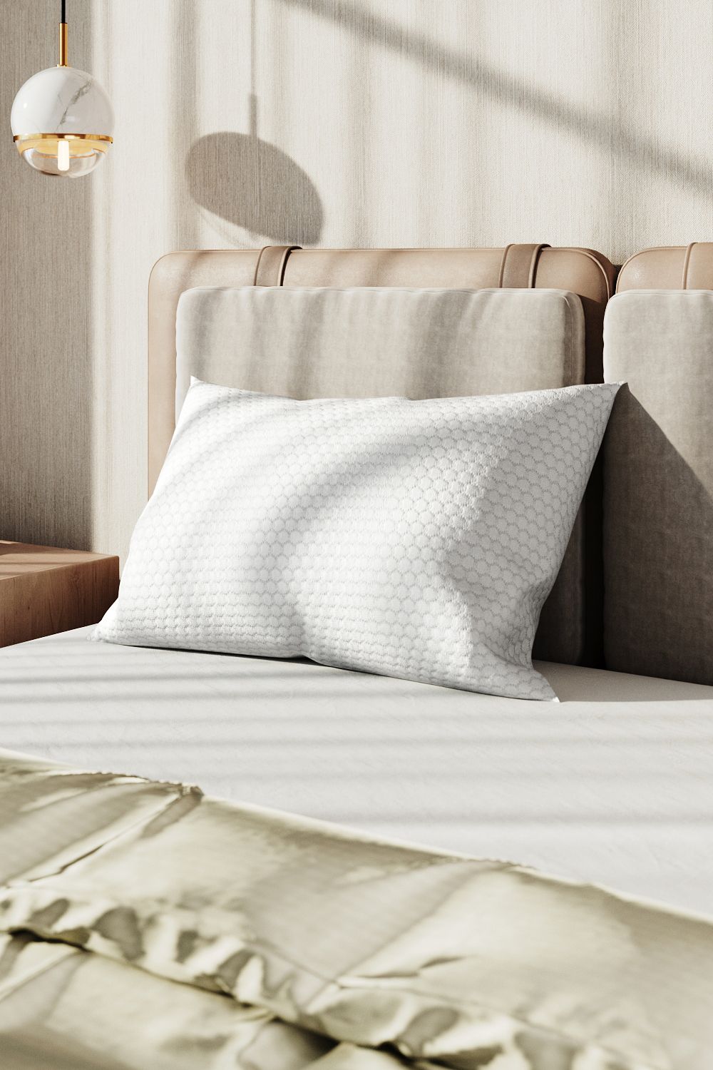 Garden Sanctuary Bamboo Fiber Honeycomb Pattern Shredded Sponge Memory Pillow in White