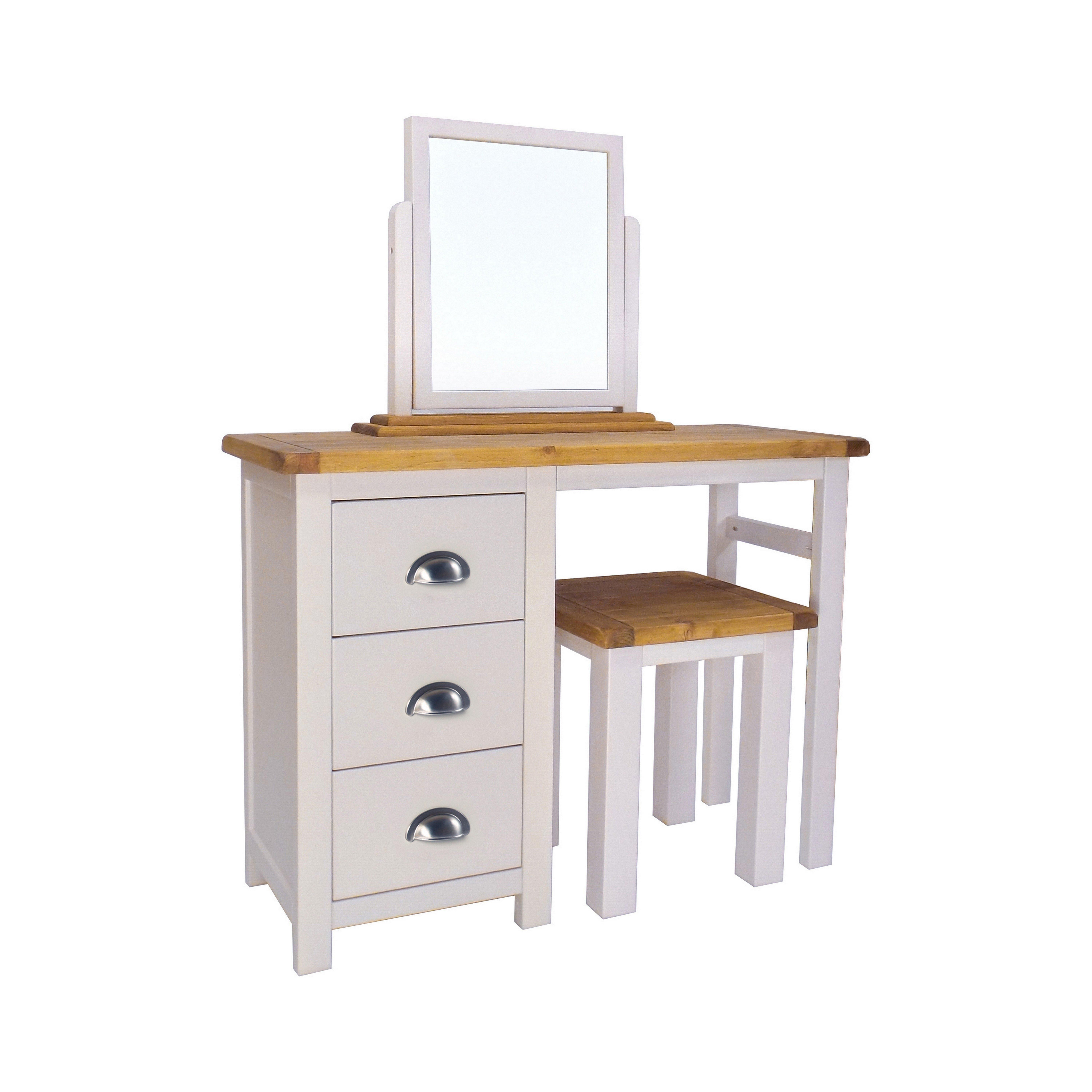 Cabinet Bits Argenta 3 Drawer Dressing Table Set Chrome Cup Handle in Light Grey