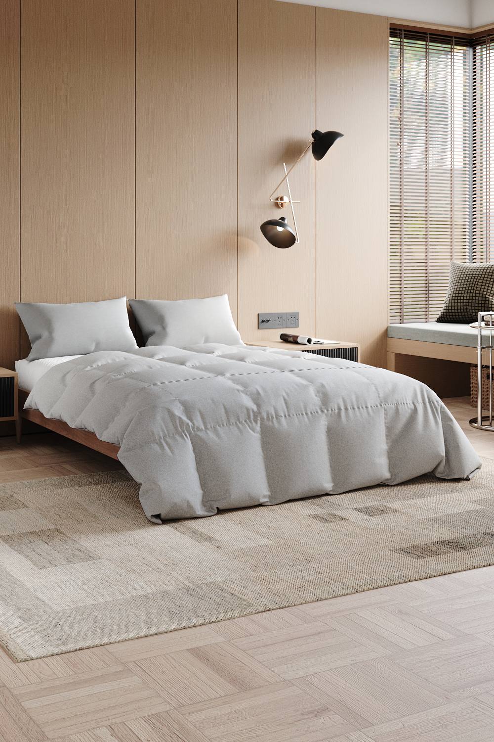 H&O Direct 200cm L x 150cm W Microfibre Quilted Duvet Insert, Grey