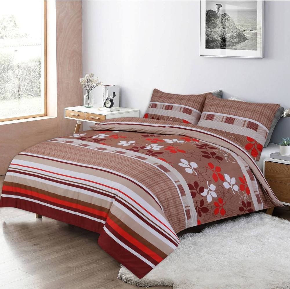 Homes-Linen 4 Piece Tarka Bedding Set Microfiber Duvet Cover Fitted Sheet Set
