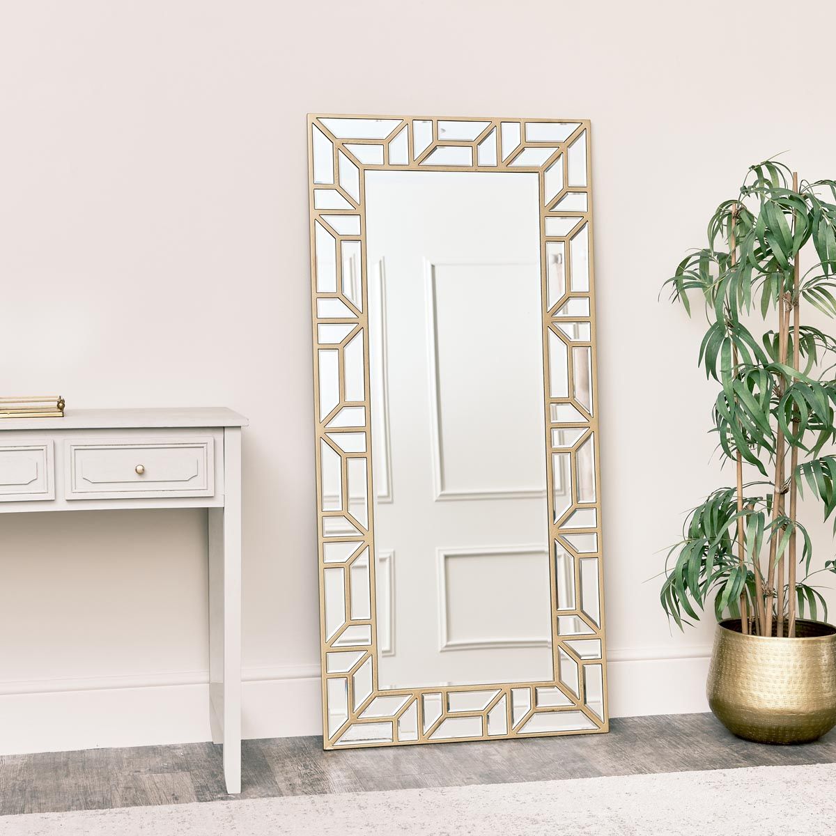 Melody Maison Large Gold Geometric Framed Mirror 70cm X 150cm