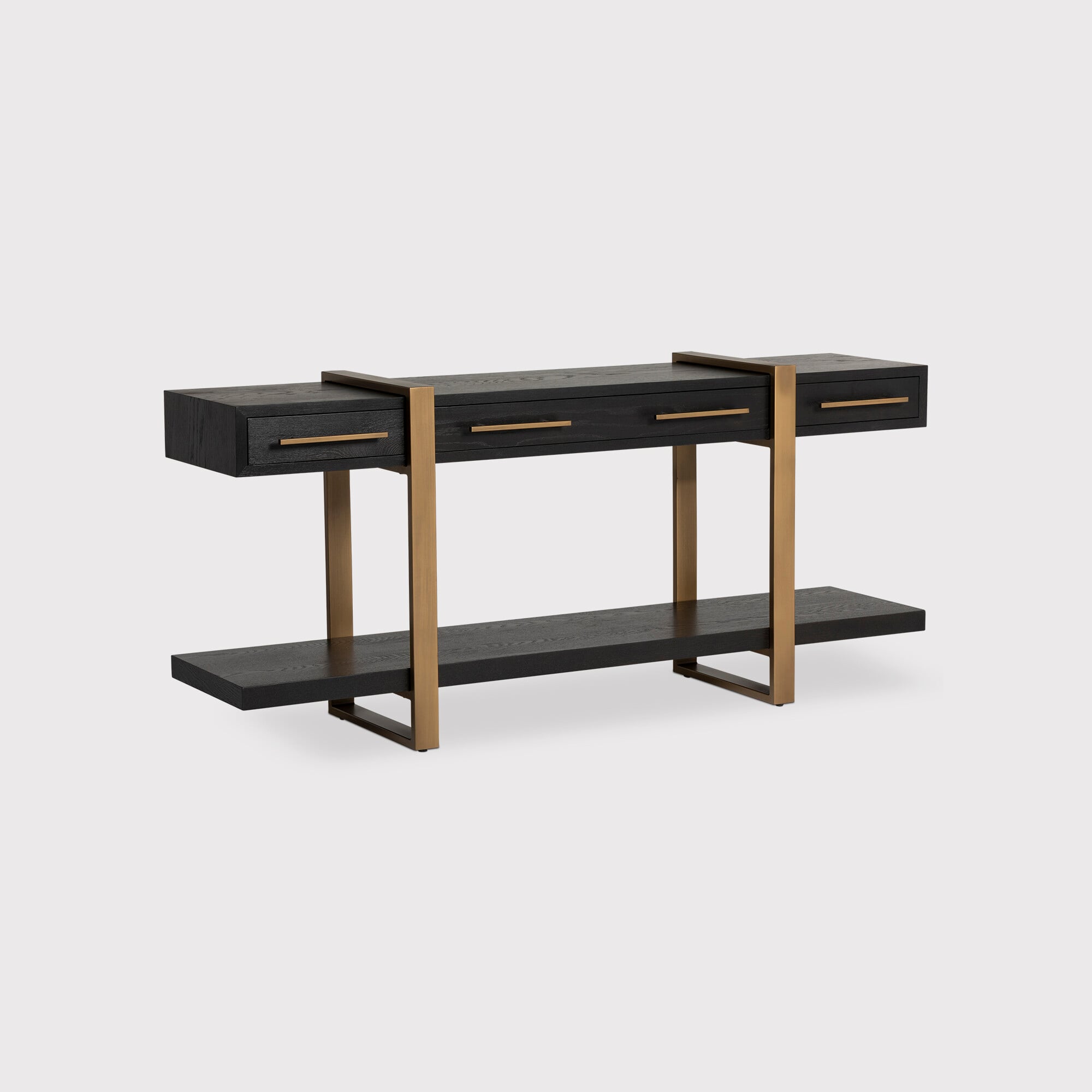 Lysa 3 Drawer Console Sideboard, Brown Oak | Barker & Stonehouse