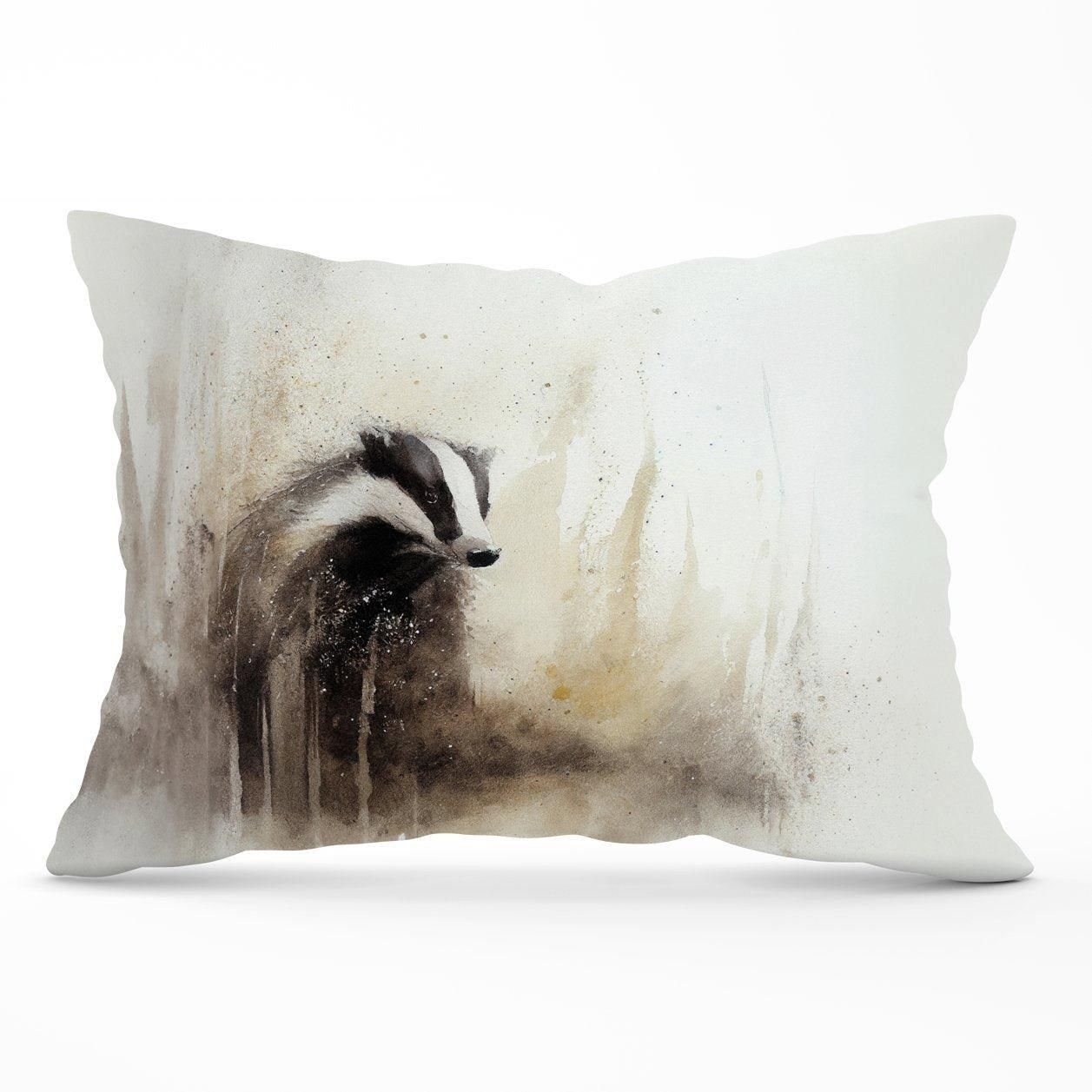 Warren Reed - Designer Badger Watercolour Cushions in Brown