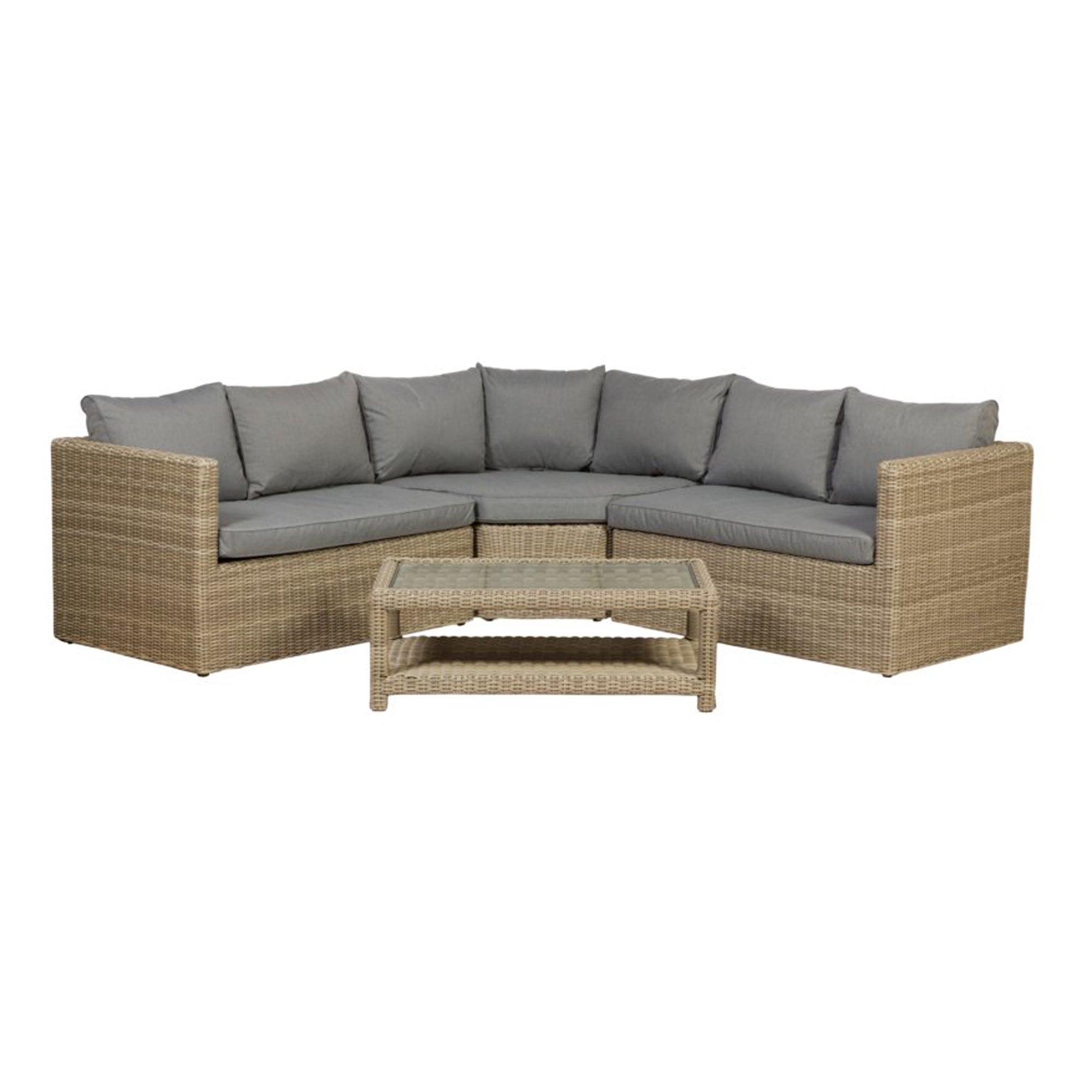Wentworth 5 Seater Corner Lounging Set Brown/Grey