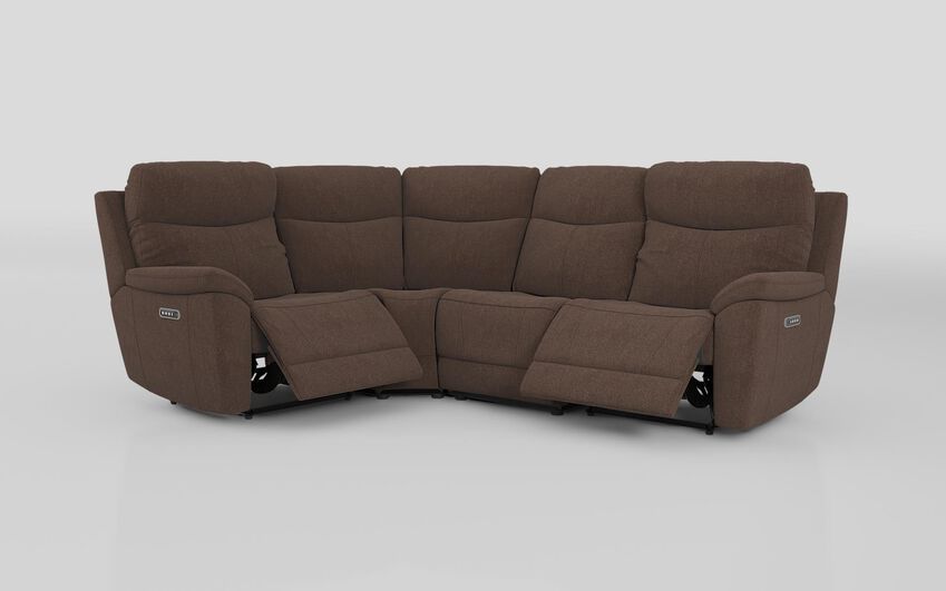 Brown Fabric Eldwick 1 Corner 3 Power Sofa with Head Tilt