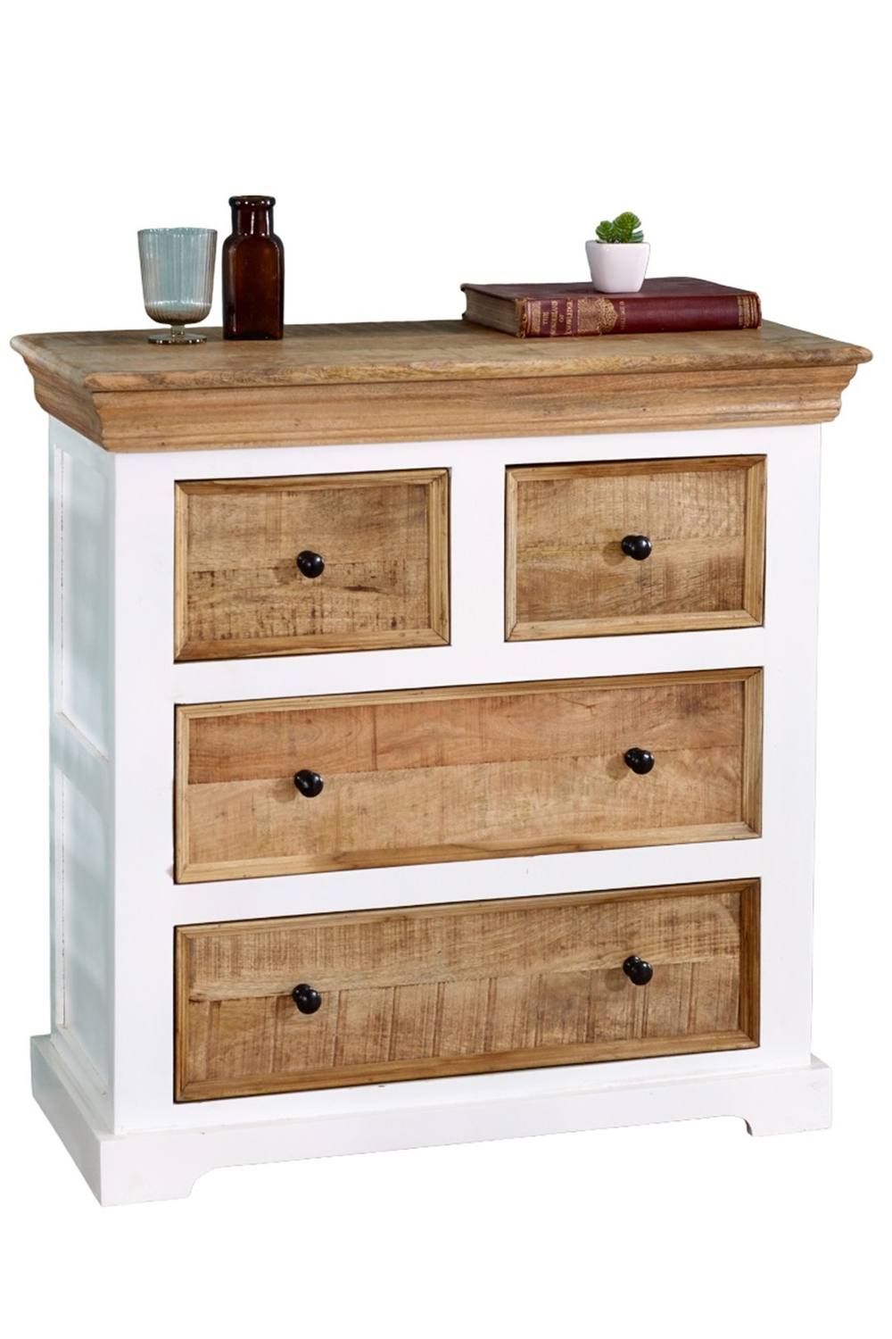 IH Design Washington Solid Mango Wooden White Chest of 4 Drawers 2