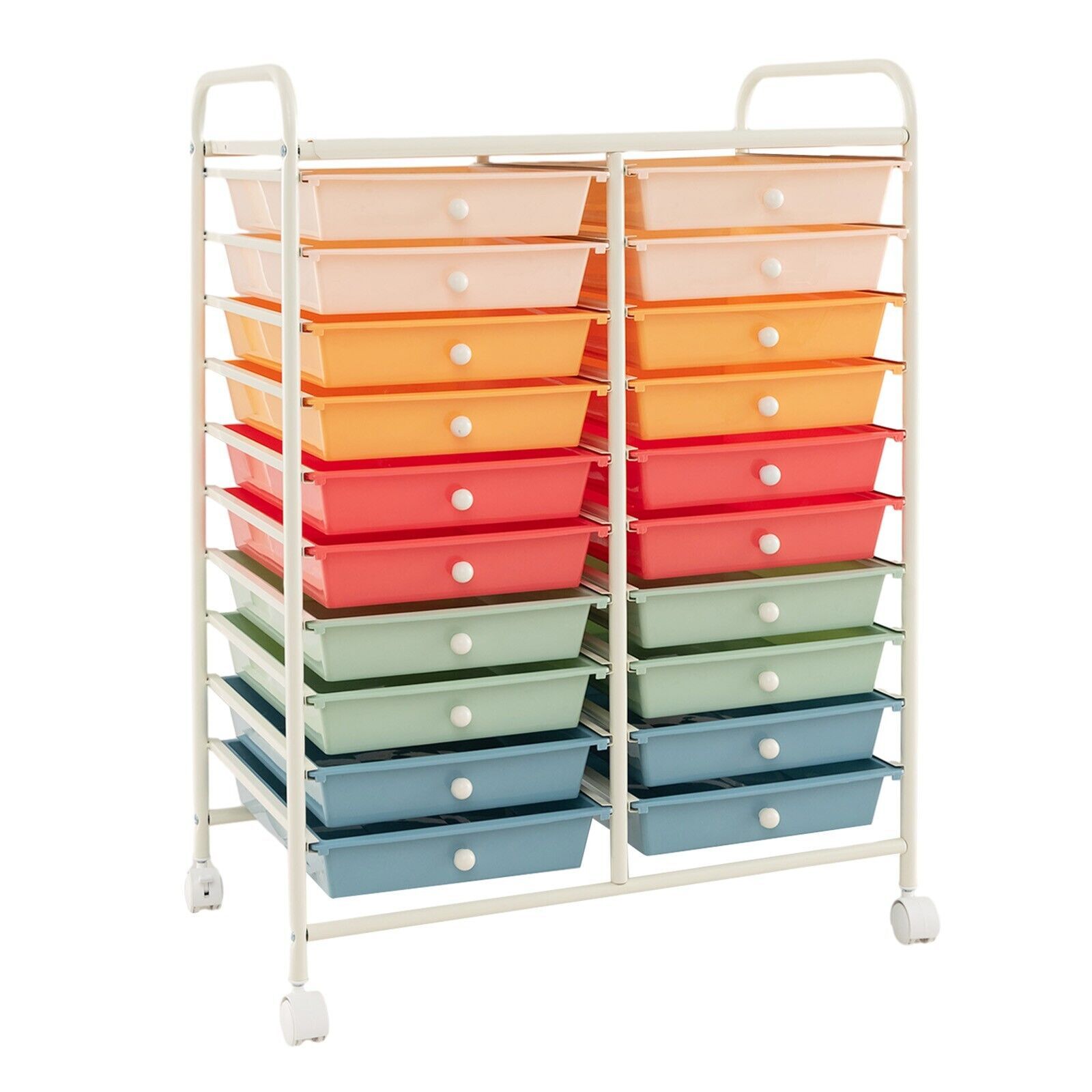 Costway 20 Drawers Storage Trolley Mobile Rolling Utility Cart Home Office Organizer