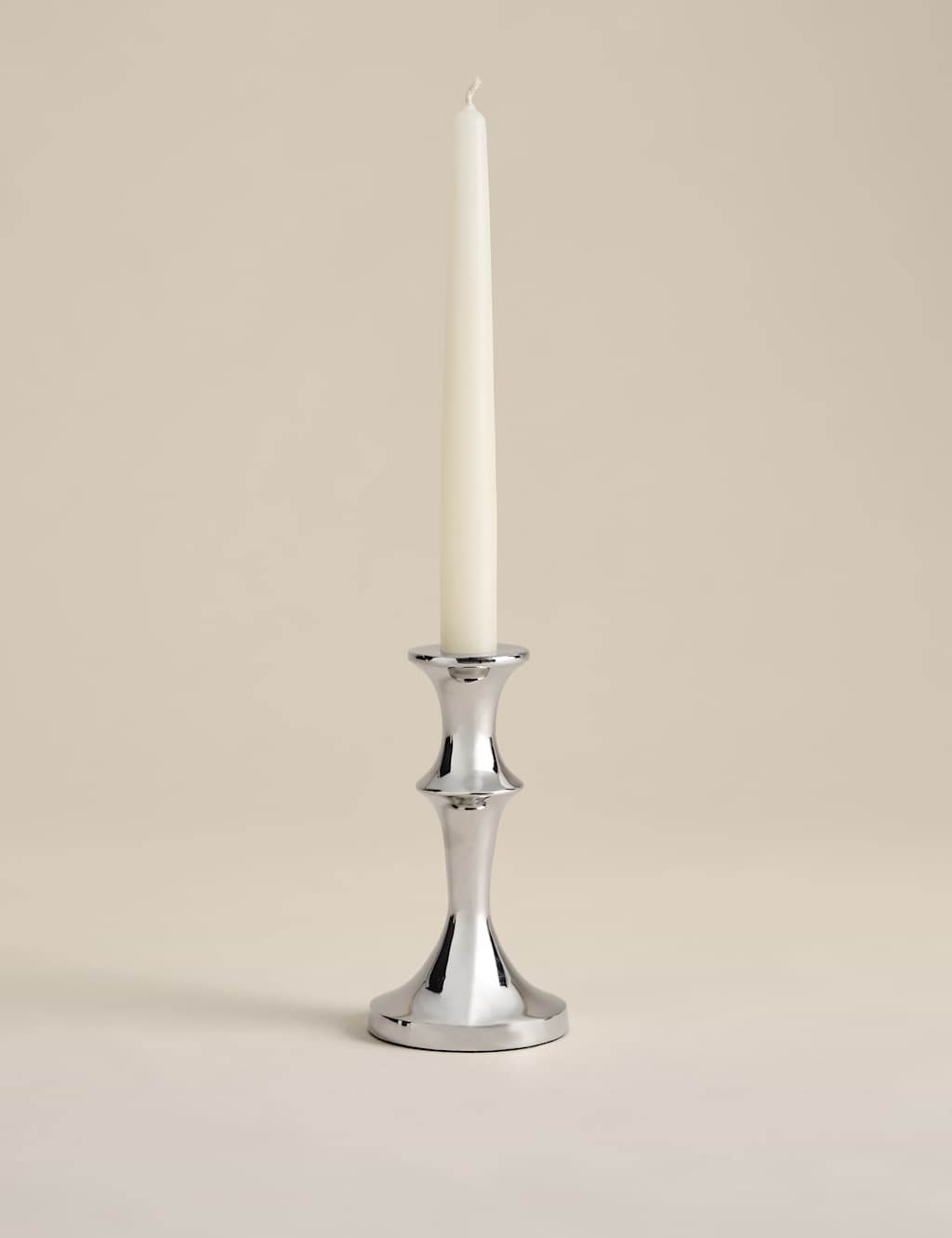 M&S Chrome Dinner Candle Holder Chrome