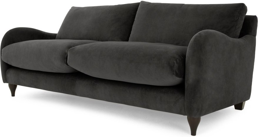 Sofia 3 Seater Sofa, Plush Asphalt Velvet
