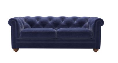 Patrick 2.5 Seat Sofabed in Prussian Blue Cotton Matt Velvet - sofa.com