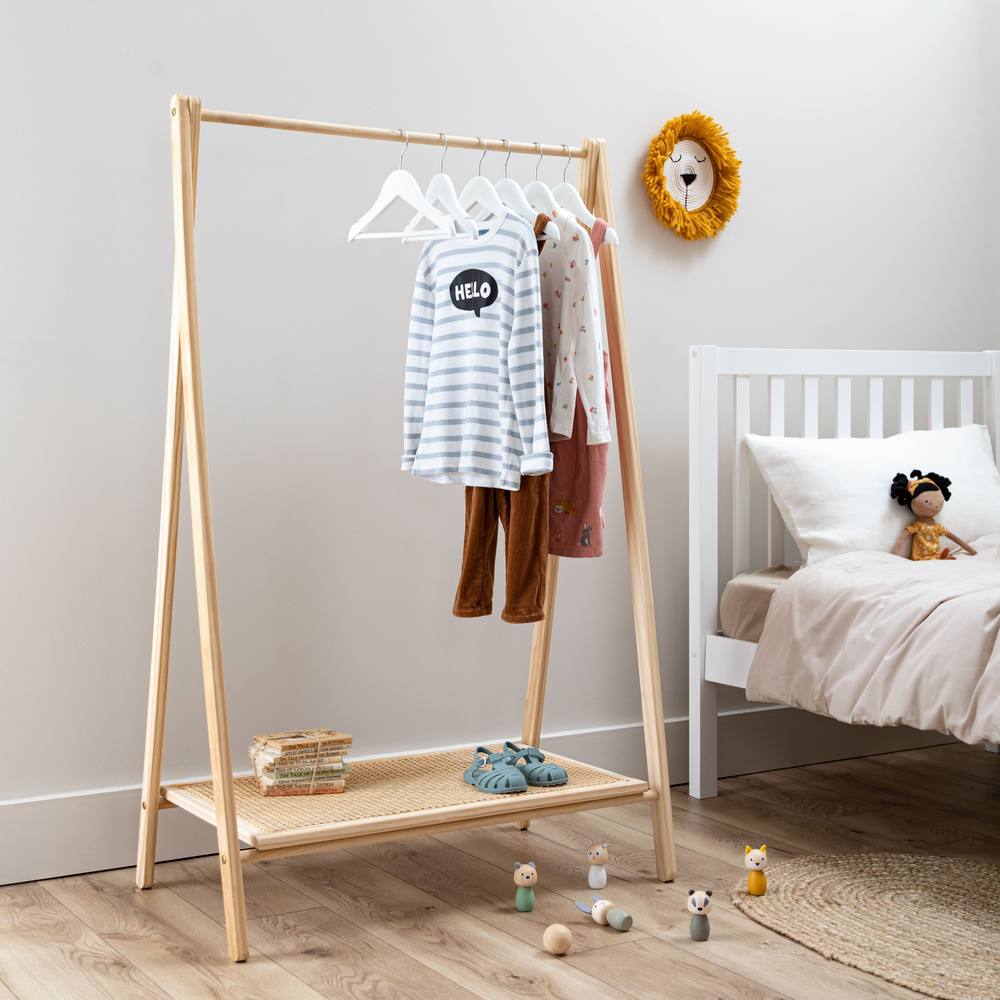 Nöa and Nani Nelly Clothes Rail and Shoe Rack In Natural Rattan in Brown