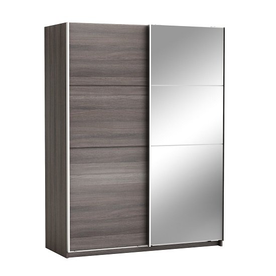 Oakley Mirrored Sliding Wardrobe In Vulcano Oak With 2 Doors