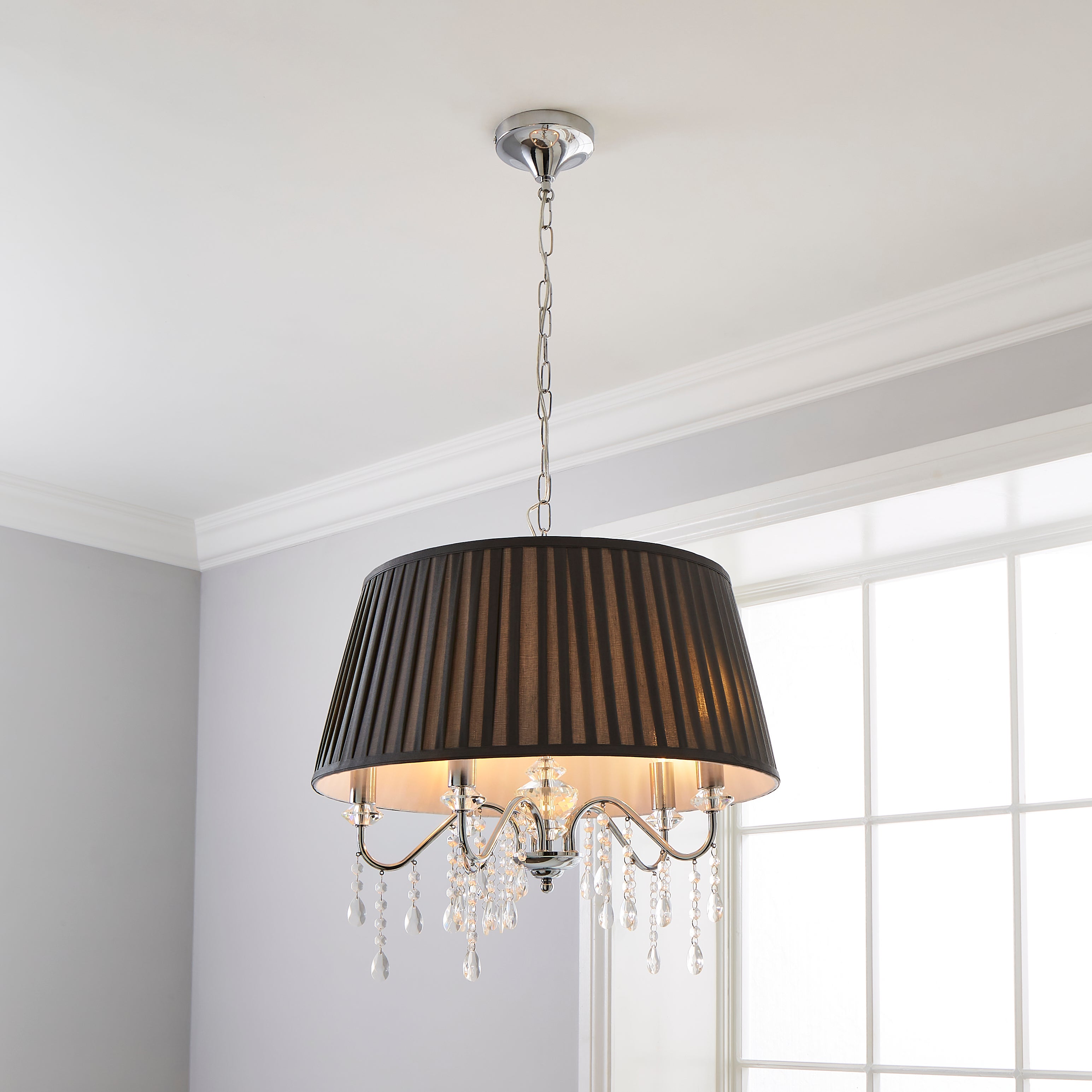 Dorma Genevieve 5 Light Grey Ceiling Fitting Chrome