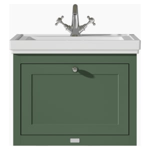 Bayswater Hartleigh Hunter Green Traditional Wall Hung Vanity Unit & 1 Tap Hole Traditional Recessed Basin - 600mm