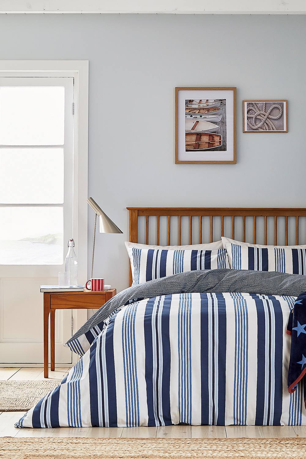 Helena Springfield 'Huntington Stripe' Cotton Duvet Cover Set in Blue